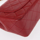 CHANEL Mini Matelasse 17 Hand Bag Lamb Skin Red Gold CC Auth 156630SAV-14