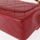 CHANEL Mini Matelasse 17 Hand Bag Lamb Skin Red Gold CC Auth 156630SAV-15