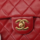 CHANEL Mini Matelasse 17 Hand Bag Lamb Skin Red Gold CC Auth 156630SAV-16