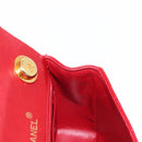 CHANEL Mini Matelasse 17 Hand Bag Lamb Skin Red Gold CC Auth 156630SAV-22