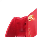 CHANEL Mini Matelasse 17 Hand Bag Lamb Skin Red Gold CC Auth 156630SAV-23