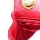 CHANEL Mini Matelasse 17 Hand Bag Lamb Skin Red Gold CC Auth 156630SAV-24
