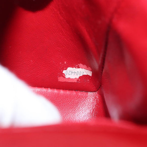 CHANEL Mini Matelasse 17 Hand Bag Lamb Skin Red Gold CC Auth 156630SAV