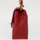 CHANEL Mini Matelasse 17 Hand Bag Lamb Skin Red Gold CC Auth 156630SAV-4