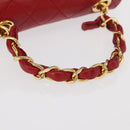 CHANEL Mini Matelasse 17 Hand Bag Lamb Skin Red Gold CC Auth 156630SAV-7