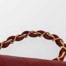 CHANEL Mini Matelasse 17 Hand Bag Lamb Skin Red Gold CC Auth 156630SAV-8