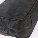 CHANEL Matelasse Chain Shoulder Bag Satin Gray Gold CC Auth 156631V-10