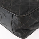 CHANEL Matelasse Chain Shoulder Bag Satin Gray Gold CC Auth 156631V-11