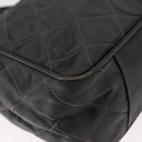 CHANEL Matelasse Chain Shoulder Bag Satin Gray Gold CC Auth 156631V-12