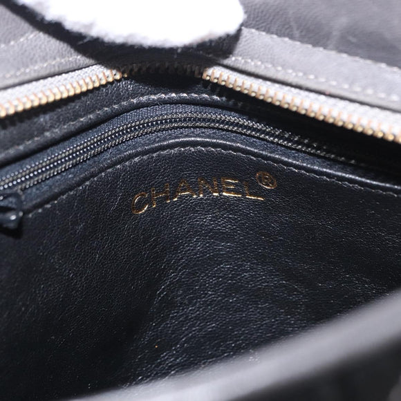 CHANEL Matelasse Chain Shoulder Bag Satin Gray Gold CC Auth 156631V