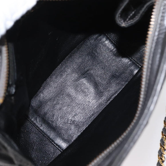 CHANEL Matelasse Chain Shoulder Bag Satin Gray Gold CC Auth 156631V