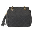 CHANEL Matelasse Chain Shoulder Bag Satin Gray Gold CC Auth 156631V-2