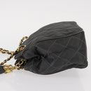 CHANEL Matelasse Chain Shoulder Bag Satin Gray Gold CC Auth 156631V-5
