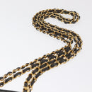 CHANEL Matelasse Chain Shoulder Bag Satin Gray Gold CC Auth 156631V-8