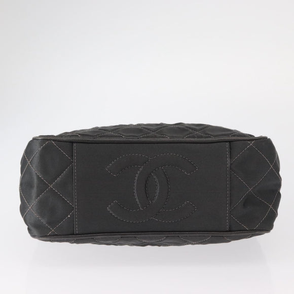 CHANEL Matelasse Chain Shoulder Bag Satin Gray Gold CC Auth 156631V