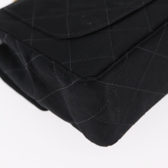 CHANEL Mini Matelasse 17 Chain Shoulder Bag Satin Black Gold CC Auth 156632SAM