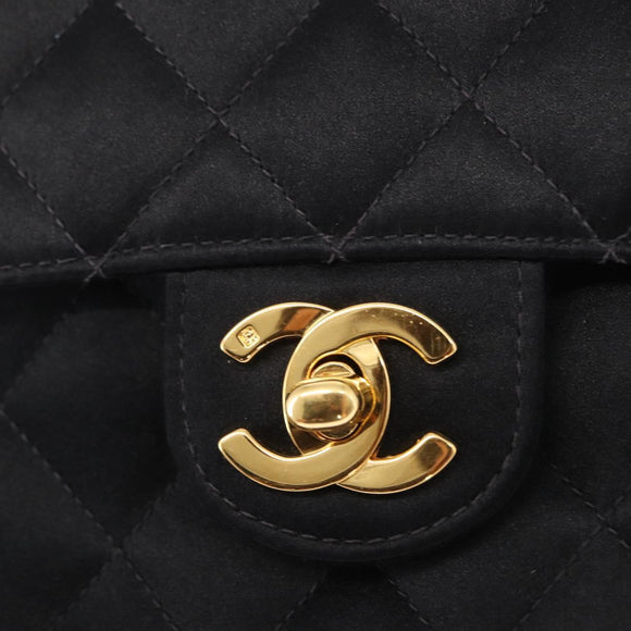 CHANEL Mini Matelasse 17 Chain Shoulder Bag Satin Black Gold CC Auth 156632SAM
