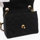 CHANEL Mini Matelasse 17 Chain Shoulder Bag Satin Black Gold CC Auth 156632SAM-19