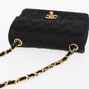 CHANEL Mini Matelasse 17 Chain Shoulder Bag Satin Black Gold CC Auth 156632SAM-8