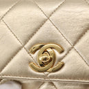 CHANEL Mini Matelasse 13 Chain Shoulder Bag Leather Gold CC Auth 156634SAM-21