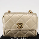 CHANEL Mini Matelasse 13 Chain Shoulder Bag Leather Gold CC Auth 156634SAM-14