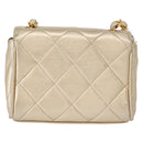 CHANEL Mini Matelasse 13 Chain Shoulder Bag Leather Gold CC Auth 156634SAM-4