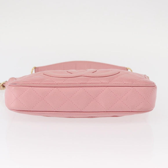 CHANEL Matelasse COCO Mark Chain Bag Caviar Skin Pink Gold CC Auth 156635SAM