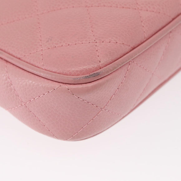 CHANEL Matelasse COCO Mark Chain Bag Caviar Skin Pink Gold CC Auth 156635SAM