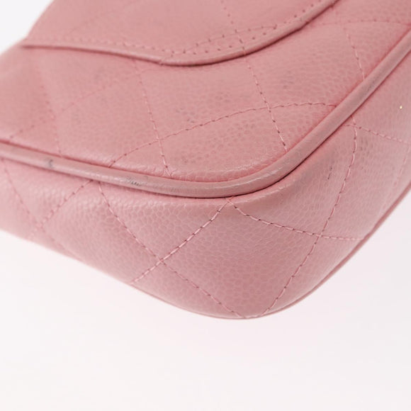 CHANEL Matelasse COCO Mark Chain Bag Caviar Skin Pink Gold CC Auth 156635SAM