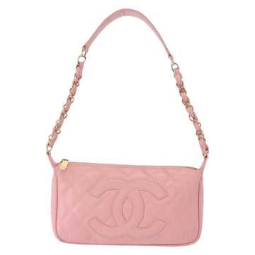 CHANEL Matelasse COCO Mark Chain Bag Caviar Skin Pink Gold CC Auth 156635SAM - 0