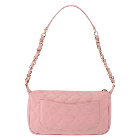 CHANEL Matelasse COCO Mark Chain Bag Caviar Skin Pink Gold CC Auth 156635SAM