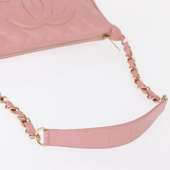 CHANEL Matelasse COCO Mark Chain Bag Caviar Skin Pink Gold CC Auth 156635SAM