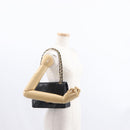 CHANEL Matelasse 25 Double Flap Chain Bag Lamb Skin Black Gold CC Auth 156636SAV-29