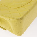 CHANEL Matelasse 25 Double Flap Chain Bag Lamb Skin Yellow CC Auth 156637SM-13