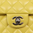 CHANEL Matelasse 25 Double Flap Chain Bag Lamb Skin Yellow CC Auth 156637SM-15