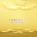 CHANEL Matelasse 25 Double Flap Chain Bag Lamb Skin Yellow CC Auth 156637SM-21