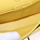 CHANEL Matelasse 25 Double Flap Chain Bag Lamb Skin Yellow CC Auth 156637SM-22