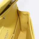 CHANEL Matelasse 25 Double Flap Chain Bag Lamb Skin Yellow CC Auth 156637SM-23