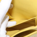 CHANEL Matelasse 25 Double Flap Chain Bag Lamb Skin Yellow CC Auth 156637SM-25