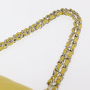 CHANEL Matelasse 25 Double Flap Chain Bag Lamb Skin Yellow CC Auth 156637SM-8