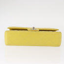 CHANEL Matelasse 25 Double Flap Chain Bag Lamb Skin Yellow CC Auth 156637SM-9