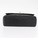 CHANEL Matelasse 25 Double Flap Chain Bag Lamb Skin Black Gold CC Auth 156638SAV-10