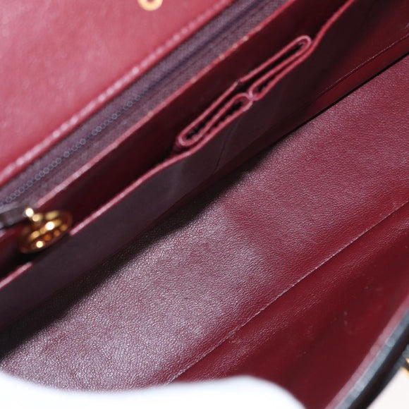 CHANEL Matelasse 25 Double Flap Chain Bag Lamb Skin Black Gold CC Auth 156638SAV