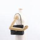 CHANEL Matelasse 25 Double Flap Chain Bag Lamb Skin Black Gold CC Auth 156638SAV-28
