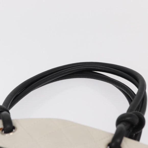 CHANEL Matelasse Medium Cambon Line Bag Calf Skin White Black CC Auth 156639V