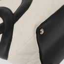 CHANEL Matelasse Medium Cambon Line Bag Calf Skin White Black CC Auth 156639V-14