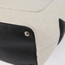 CHANEL Matelasse Medium Cambon Line Bag Calf Skin White Black CC Auth 156639V-17