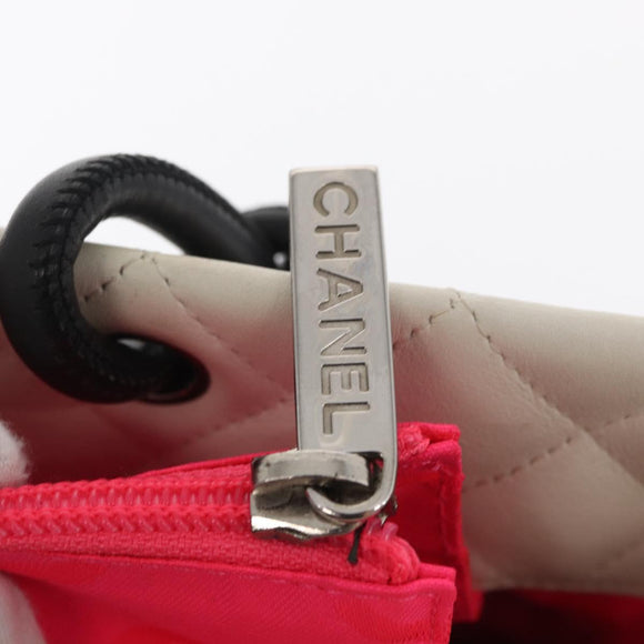 CHANEL Matelasse Medium Cambon Line Bag Calf Skin White Black CC Auth 156639V