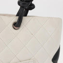 CHANEL Matelasse Medium Cambon Line Bag Calf Skin White Black CC Auth 156639V-4