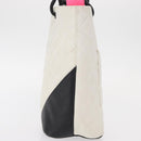 CHANEL Matelasse Medium Cambon Line Bag Calf Skin White Black CC Auth 156639V-5